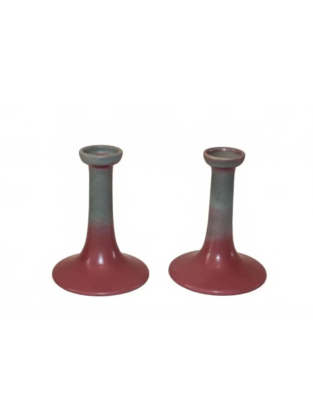 RARE Vintage Niloak Pottery Mauve Candlesticks - Set of 2